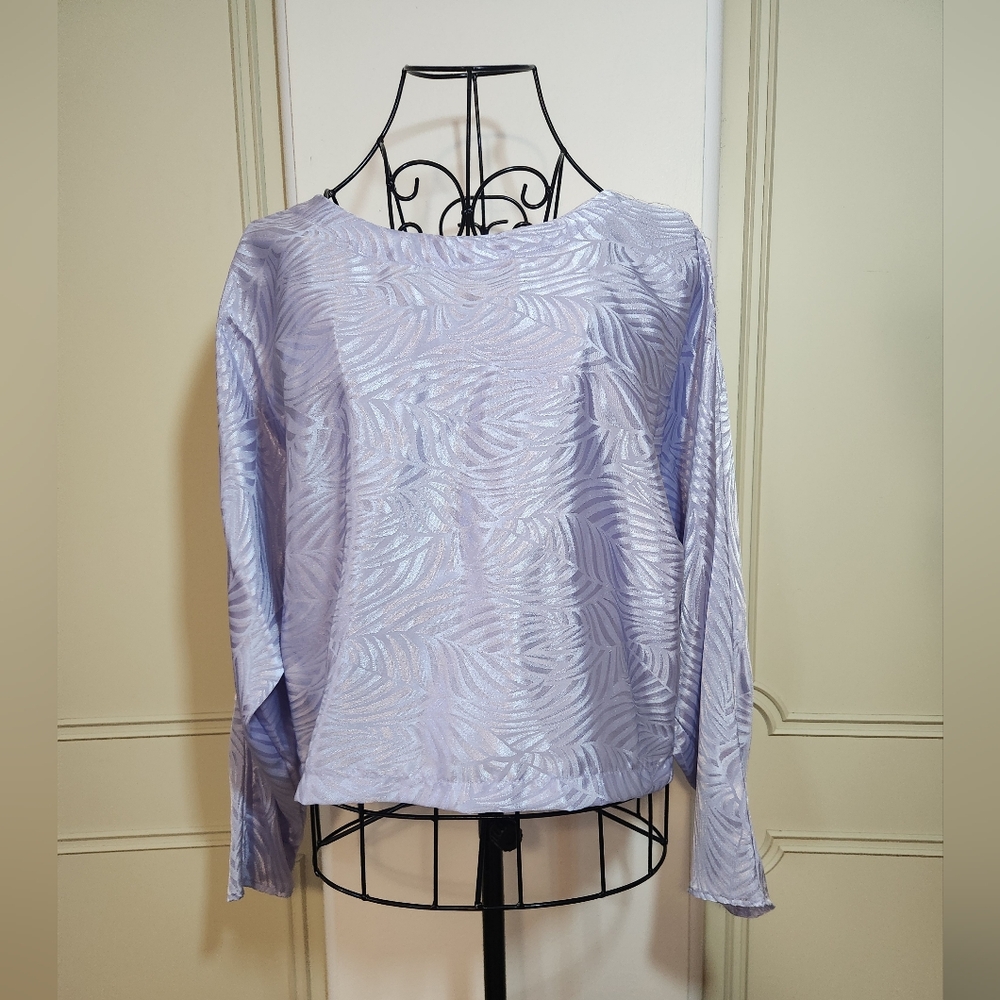 Vintage 1980s Lilac Cropped Dolman Sleeve Blouse